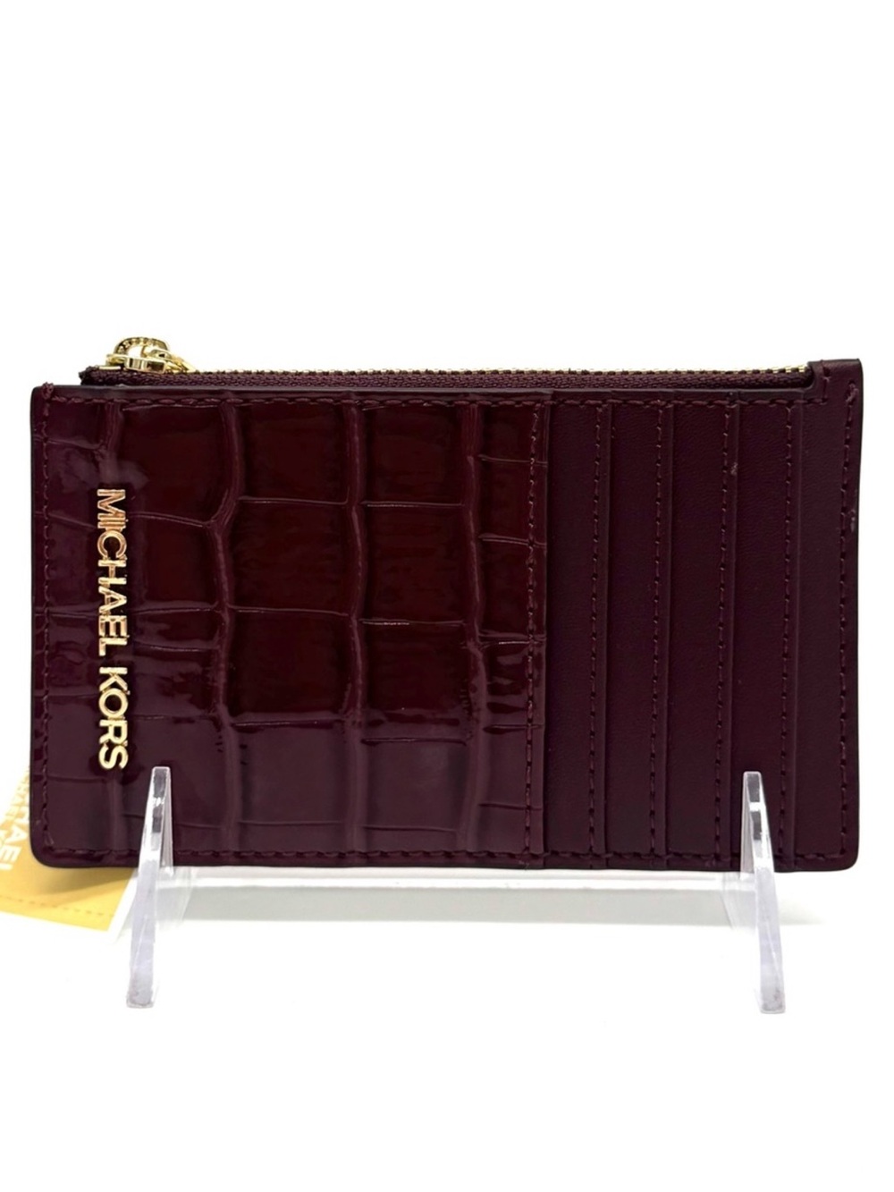 Michael Kors Medium Logo Card Case Wallet Ox Blood Multi